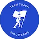 showing small astronaut with a team coach flag